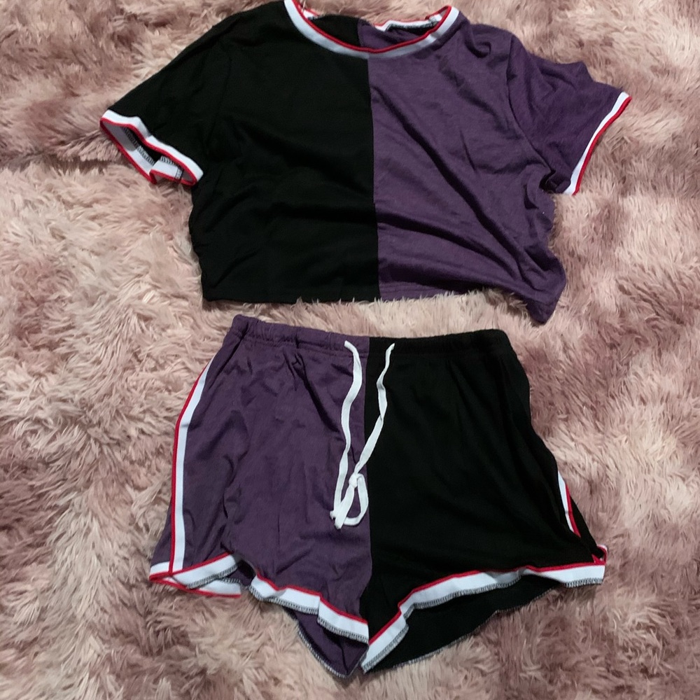 Shorts crop top set outfit two piece